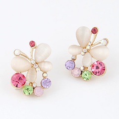 Fashion jewelry Korean fashion sweet opal butterfly stud earrings