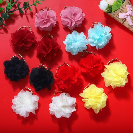 Korea new fashion hard yarn flower earrings exquisite ear jewelry wholesale's discount tags