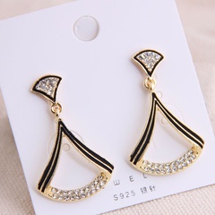 925 Silver Needle Korean Fashion Sweet OL Classic Geometric Shape Flash Diamond Earrings Yiwu Wholesale