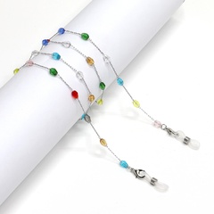 Colorful oval crystal stainless steel chain sunglasses chain anti-skid hanging chain glasses chain