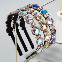Korea's new fashion Baroque style super flash inlaid color diamond fine edge cheap headband wholesale