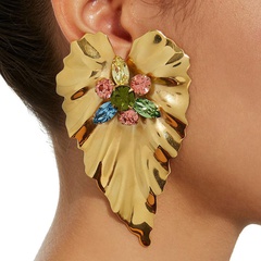 New fashion exaggerated alloy inlaid color rhinestone heart-shaped bohemian earrings yiwu nihaojewelry wholesale