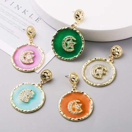 Korean new fashion earrings S925 silver needle alloy diamond drop oil star moon earrings yiwu nihaojewelry wholesale's discount tags