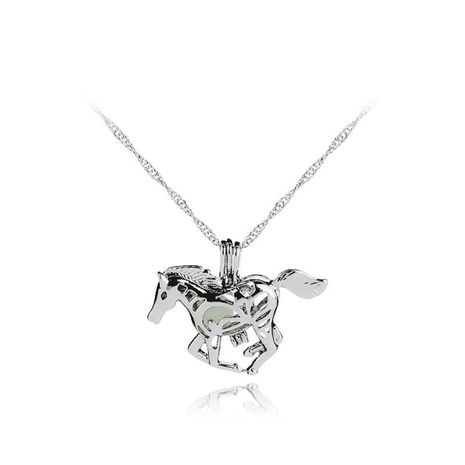 New fashion hollow peach heart Pegasus pendant necklace fashion simple luminous animal pony necklace wholesale's discount tags