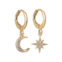 New fashion asymmetric star moon earrings female micro-set zircon earrings yiwu nihaojewelry wholesale