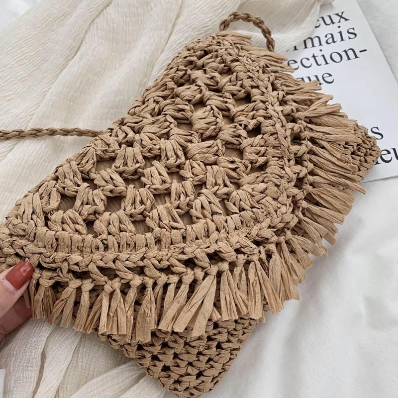 Nouveau sac fminin gland sac de paille crochet fleur messenger sac tiss  la main sac plage vacances plage sac NHGA208286