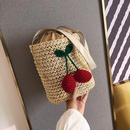 New Korean straw bucket bag cherry woven messenger bag shoulder bag beach bag vacation beach bagpicture14