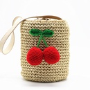 New Korean straw bucket bag cherry woven messenger bag shoulder bag beach bag vacation beach bagpicture15