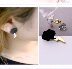 Korean fashion sweet OL cloud umbrella zircon asymmetric earrings yiwu nihaojewelry wholesale