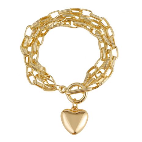 New fashion multi-layer chain heart hanging bracelet electroplated alloy bracelet heart-shaped jewelry's discount tags