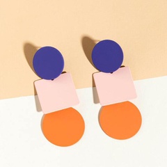New exaggerated fashion geometric contrast color earrings color alloy painted earrings for women wholesale