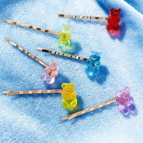 Nueva moda jelly bear candy color horquilla creativo retro simple barato clip lateral's discount tags