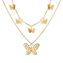New fashion butterfly pendant multilayer necklace creative retro gold alloy double necklacepicture10