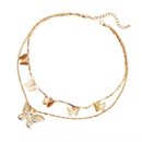New fashion butterfly pendant multilayer necklace creative retro gold alloy double necklacepicture11
