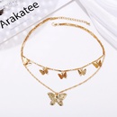 New fashion butterfly pendant multilayer necklace creative retro gold alloy double necklacepicture12