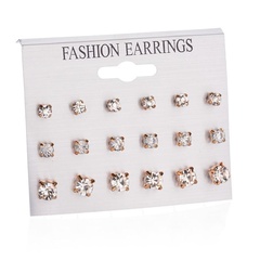 New imitation zirconium earrings 9 pairs of earrings set wholesale