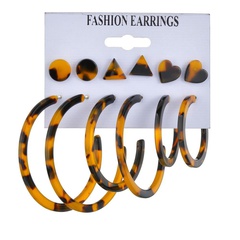 New Leopard Large C-shaped Earrings Triangle Peach Heart Geometric Stud Earrings Set for women wholesale