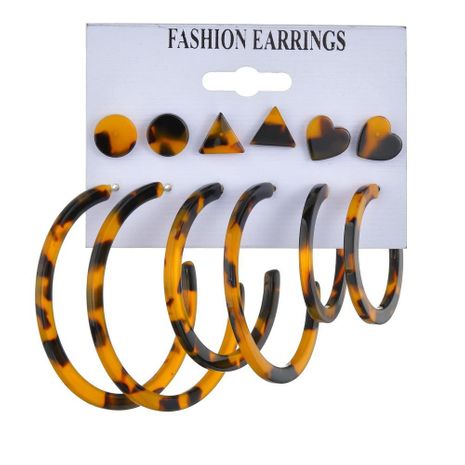 New Leopard Large C-shaped Earrings Triangle Peach Heart Geometric Stud Earrings Set for women wholesale's discount tags