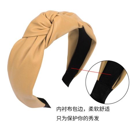 Korean new fashion simple PU leather knotted wide-brimmed hair band's discount tags