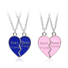 New fashion geometric best friend Best Friends two petal heart stitching necklace wholesale
