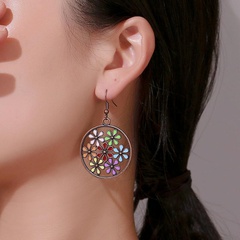 New fashion color flower earrings vintage palace hollow color flower earrings wholesale