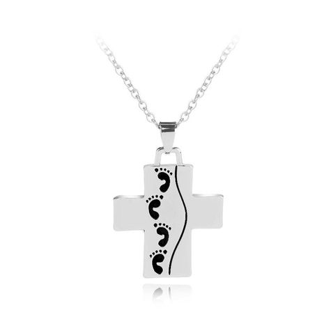New oil drop footprint necklace simple lettering dog paw cross necklace wholesale's discount tags