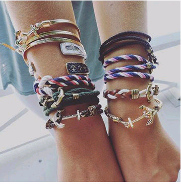 Simple metal anchor braided multi-layer bracelet yiwu nihaojewelry wholesale's discount tags