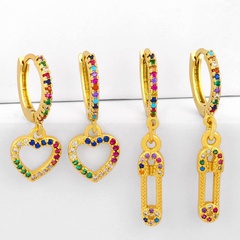 New fashion pin earrings Korea love heart pierced earrings zircon earrings wholesale