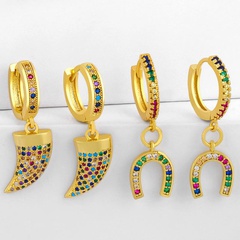 New fashion inlaid color diamond U-shaped earrings earrings exaggerated hip-hop earrings wholesale