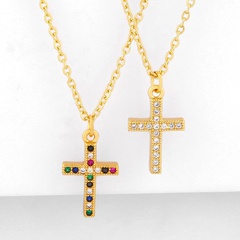New Classic Retro Zircon Cross Pendant Necklace Wholesale