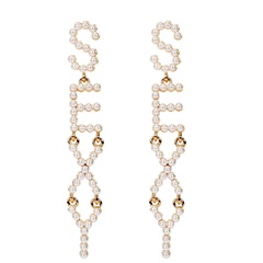 The new exaggerated pearl English alphabet earrings wholesale