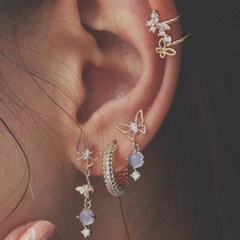 New fashion opal butterfly earrings without pierced ears ear clips wholesale