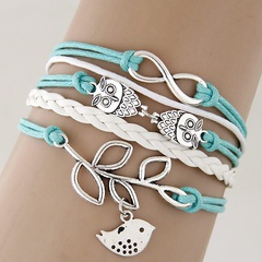 Creative branches and leaves bird owl handmade multi-layer braided bracelet yiwu nihaojewelry wholesale