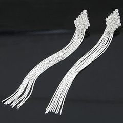 Korean fashion flash diamond rhombus super long tassel earrings yiwu nihaojewelry wholesale