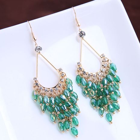 Korean fashion beautifully concise hand-made wild drop crystal exaggerated earrings yiwu nihaojewelry wholesale's discount tags