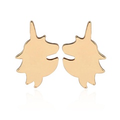 Simple cartoon unicorn earrings environmental protection alloy plating animal horse head earrings wholesale