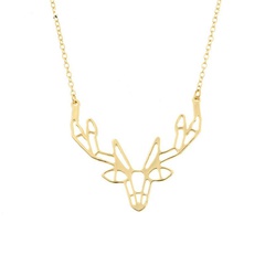 Reindeer Elk Antler Necklace Gold Silver Origami Hollow Antler Necklace Year Necklace