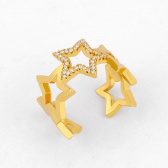 New fashion open ring pentagram star diamond ring female simple ring wholesale