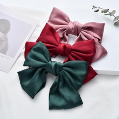 Silk double satin oversized bow hair clip top clip hair accessories fabric cheap spring clip