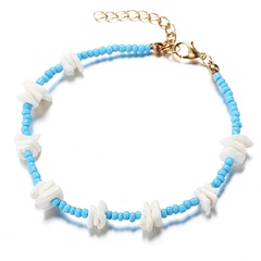 New broken shell hit color bead anklet retro simple blue anklet
