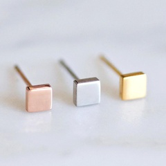 Korean new square jewelry simple stainless steel geometric square earrings