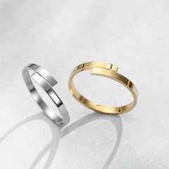 New Fashion Simple Glossy Ring 18K Gold Plated Open Ring Stainless Steel Couple Ring
