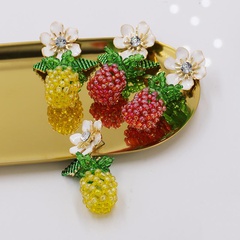 New woven crystal beaded fruit pineapple earrings wholesale