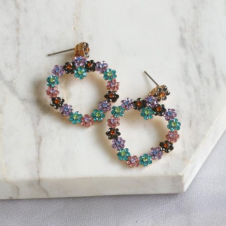 New heart color diamond earrings alloy earrings wholesale's discount tags