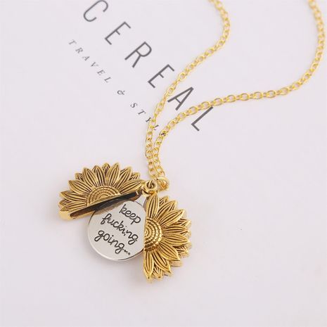 New fashion double-layer lettering sunflower necklace alloy flowers short neck chain women wholesale's discount tags