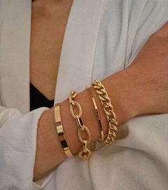 New fashion flat snake bone chain bracelet retro twist chain cross chain combination bracelet