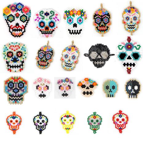 New Jewelry Miyuki Mizhu Woven Ethnic Style Skull Pattern Religious Totem Accessories's discount tags