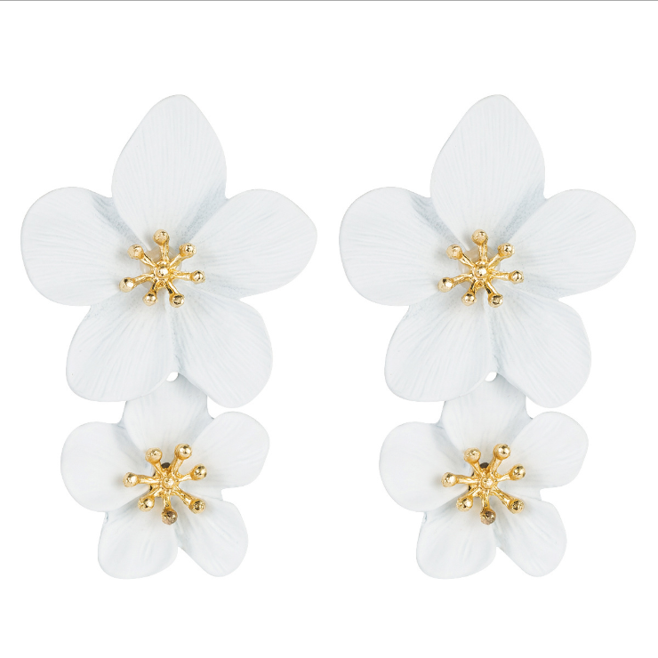 Fashion double flower earrings NHLN143521