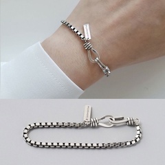 New fashion letter brand imitation Thai silver bracelet Korean fashion retro imitation s925 silver double hook bracelet yiwu nihaojewelry wholesale