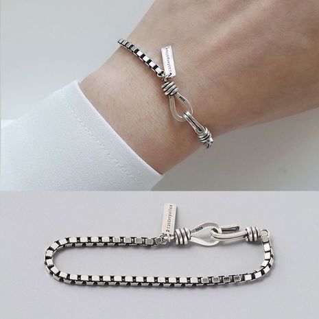 New fashion letter brand imitation Thai silver bracelet Korean fashion retro imitation s925 silver double hook bracelet yiwu nihaojewelry wholesale's discount tags